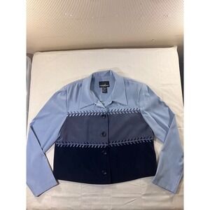 Positive Attitude Colorblock‎ Long Sleeve Button Front Shirt Women Size 12